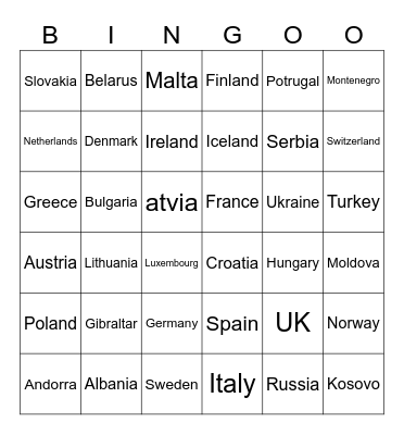 European Bingo Card