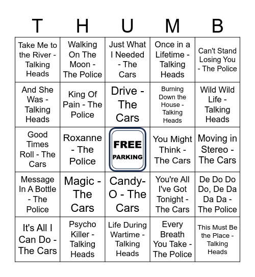 Talking Police Cars Bingo Card