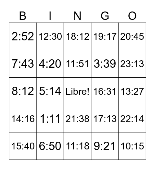 Fr:  L'Heure Bingo Card