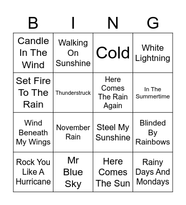 Weather Round Bingo Card