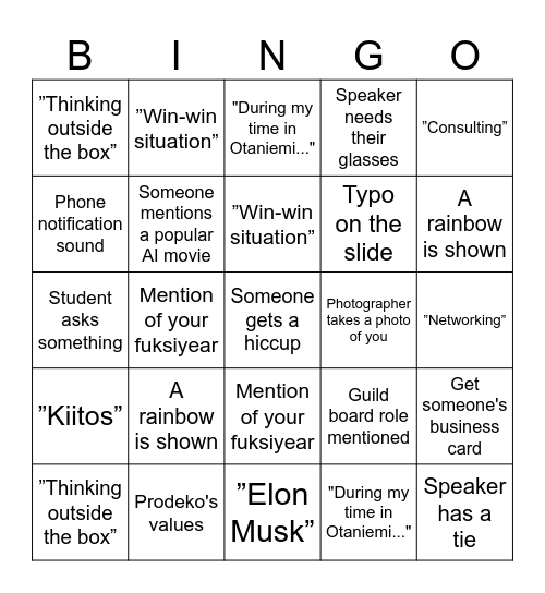 💥SEMINAR BINGO💥 Bingo Card