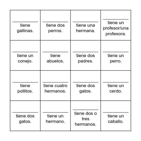 ¿Quién tiene...? Bingo Card