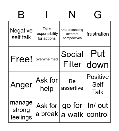 SEL Bingo Card