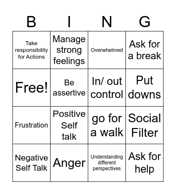 SEL Bingo Card