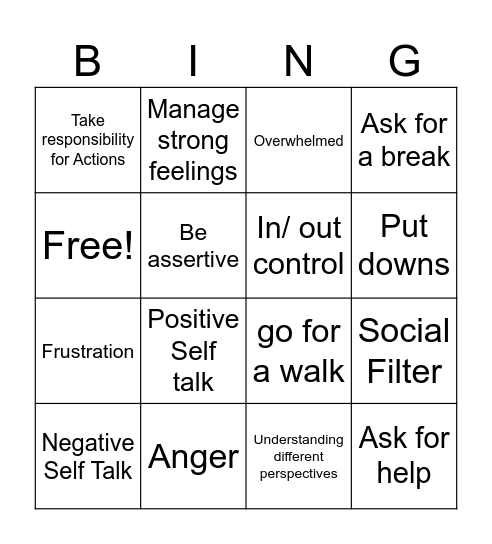 SEL Bingo Card