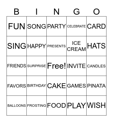 Birthday Bingo Card