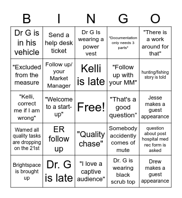 Doc Talk 5/16 Bingo Card