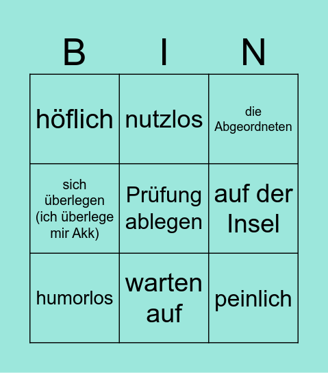 Wer macht was stundenlang Bingo Card