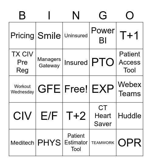 CIV Pre Registration Bingo Card