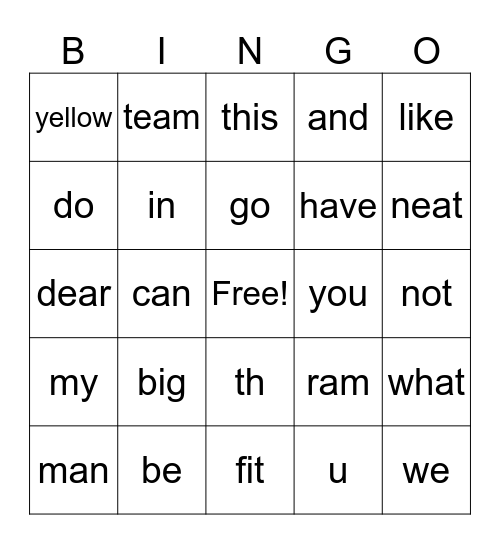 Kinder Bingo Card