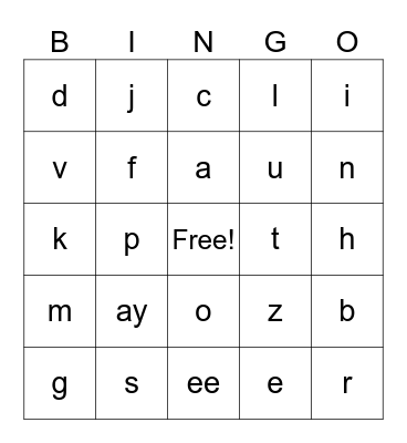 Level 9 - Spell Sounds Bingo Card