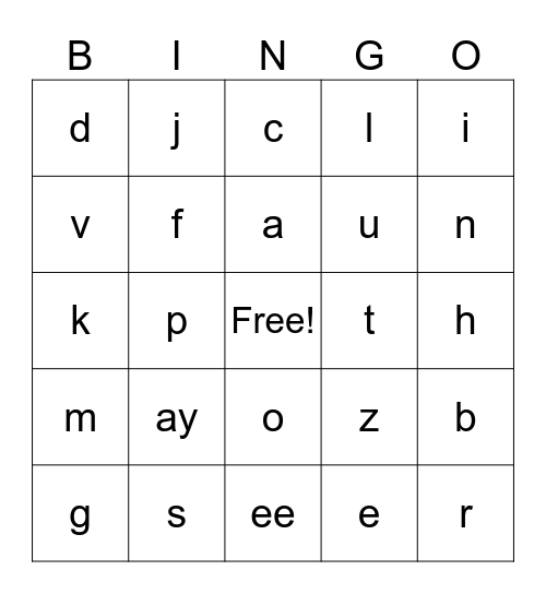 Level 9 - Spell Sounds Bingo Card