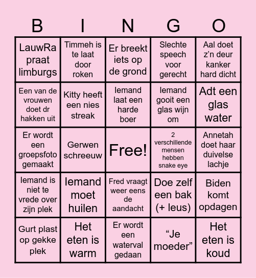 Z&C Paasdiner Bingo Card