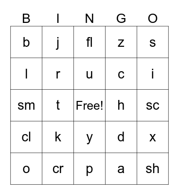 Level 17 - Spell Sounds Bingo Card
