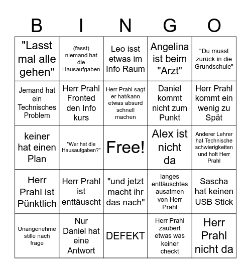 Info Bingo Card