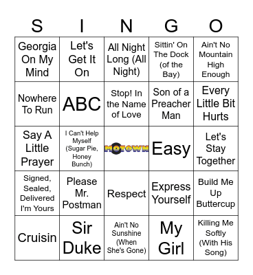 Motown & Soul Bingo Card