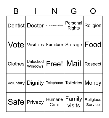Consumer Rights Bingo Card