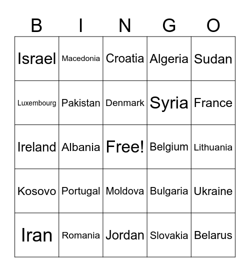 6th Final Geography Game Bingo Card