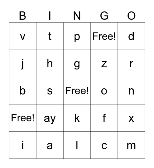 Level 6 - Spell Sounds Bingo Card