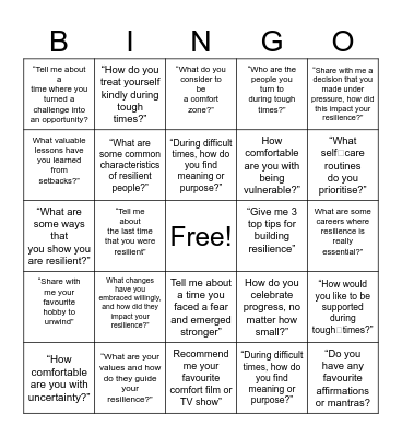 Resilience Bingo Card