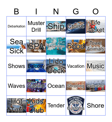 Cruise Bingo Card