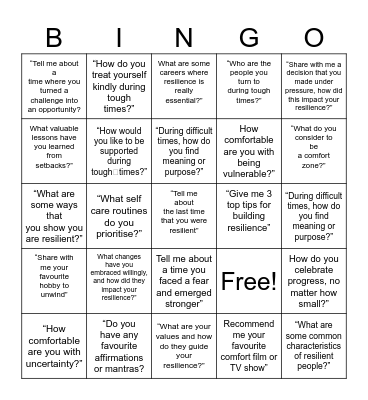 Resilience Bingo Card