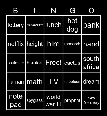 Infinite Craft Bingo Card