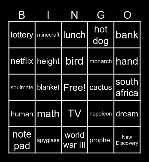 Infinite Craft Bingo Card
