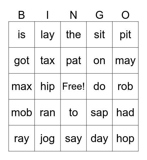 Level 6 - Read Words Bingo Card