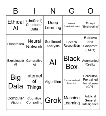 2024 AI Buzzword Bingo Card