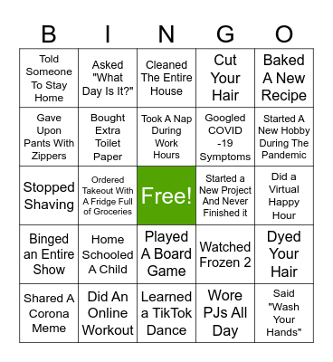 Name A Time When You.. Bingo Card
