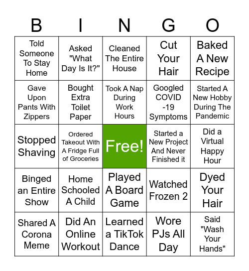 Name A Time When You.. Bingo Card