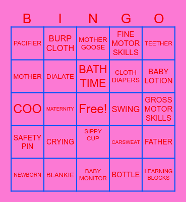 BABY BINGOA Bingo Card