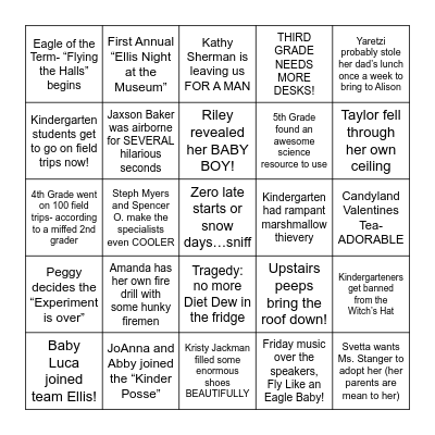 Ellis Memories 2023-2024 Bingo Card