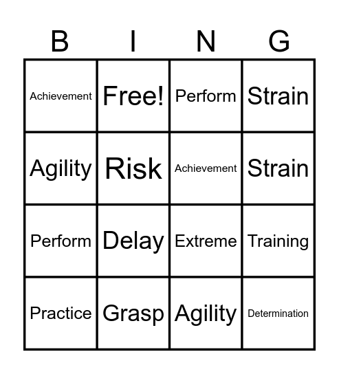 No Ordinary Sports Vocabulary Bingo Card