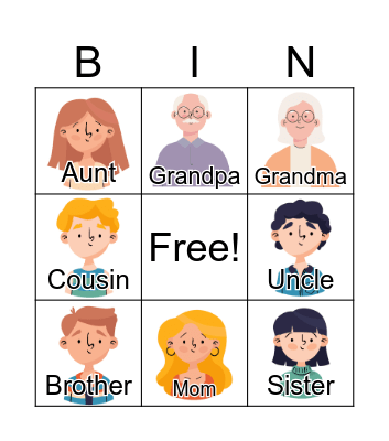 Family members Bingo Card