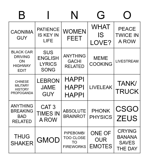 PSP1G CLIP = INSTA WIN Bingo Card