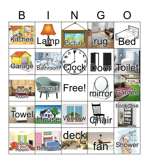 F9 Rooms and Objects in a House Bingo Card