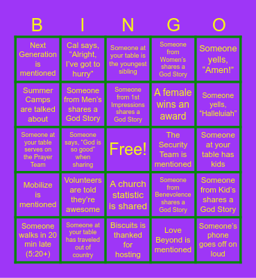 A Night Of Jubilee Bingo Card
