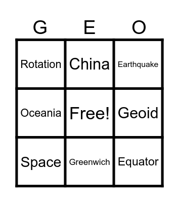 Geography Bingo Card