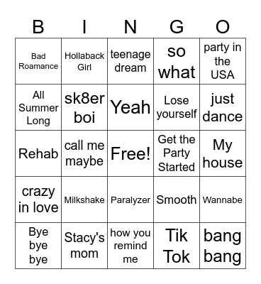 POP Bingo Card