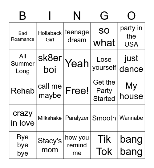 POP Bingo Card