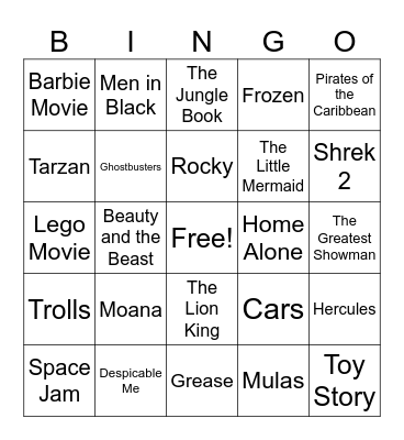 Movie Music BINGO Card