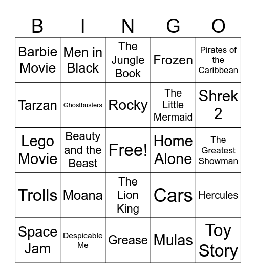 Movie Music BINGO Card