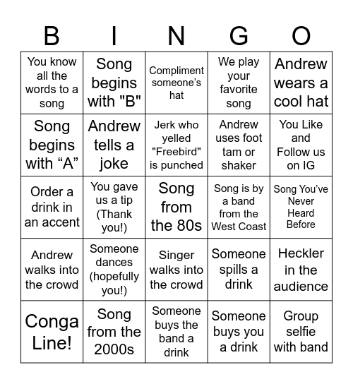 Bingo With October Oak! Bingo Card