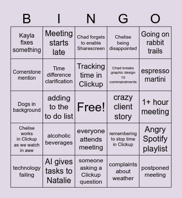 CC Team Bingo Card