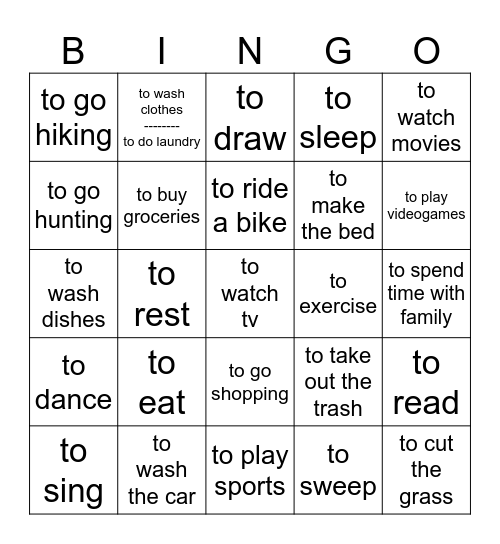 ESL Bingo Card