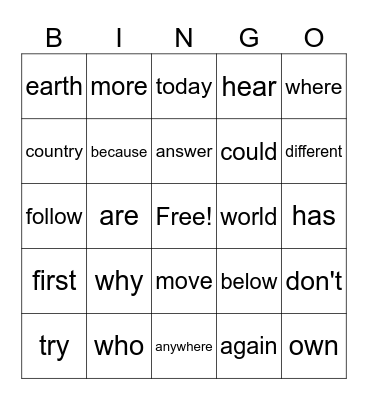 BINGO Card