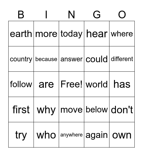 BINGO Card