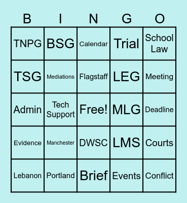 DWMINGO Bingo Card